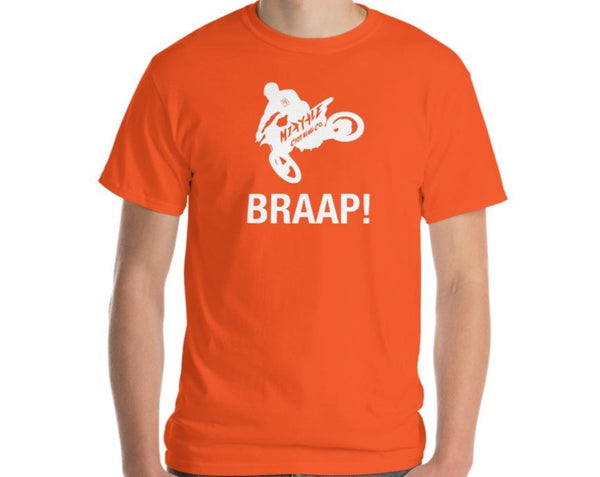 Men's orange  MIRYKLE Dirt Bike And Braap T-shirt 