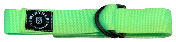 Neon Green Belt With Carbon Fiber Double D Buckles