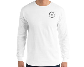 Men’s long sleeve white snowcation graphic T-shirt.