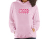 Women’s pink hoodie and pink checkers