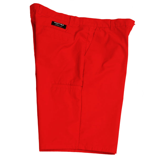 Mens red multi-use work shorts knee length