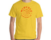 Men’s comfortable yellow t-shirt with orange spiral MIRYKLE clothing co