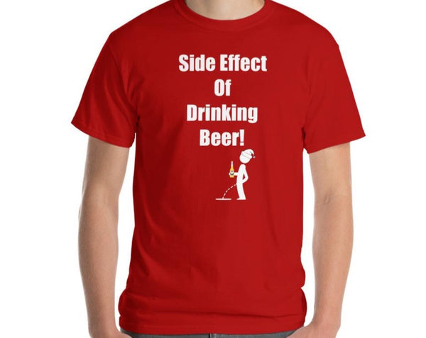 Men's Red Christmas Shirt Side Effect Of  Beer Santa Hat Edition