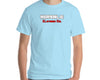 Men’s light blue tee with MIRYKLE Clothing Co logo with Grand Theft Auto font.