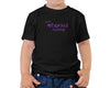 Toddler black short sleeve t-shirt with little MIRYKLE Clothing Co. with purple Disney design 