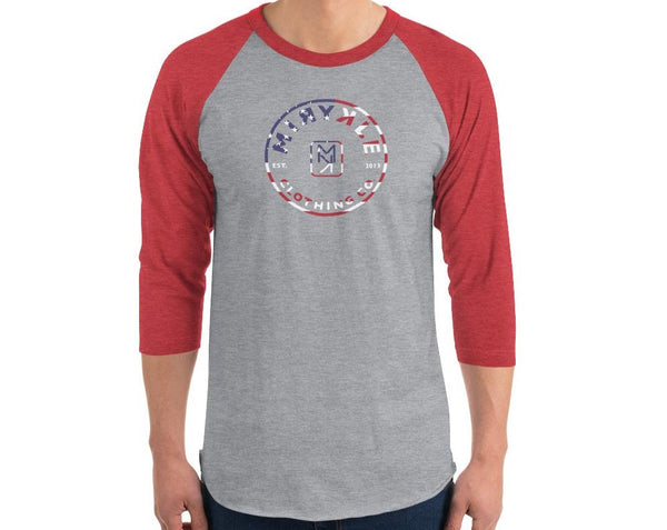 3/4 Sleeve MIRYKLE American Flag Raglan Shirt