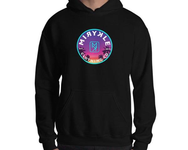 Black comfortable action sportswear hoodie MIRYKLE Clothing Co. Paradise And Palm Trees 