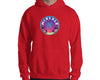 Red comfortable action sportswear hoodie with MIRYKLE Clothing Co. Paradise And Palm Trees 