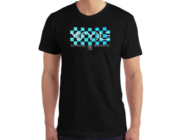 Men’s MIRYKLE Light Blue Checkered Logo T-Shirt