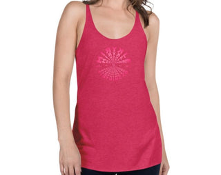 Women’s racerback tank top with MIRYKLE clothing co. Pink tunnel