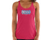 Women's Relaxed Fit MIRYKLE Light Blue Checkered Logo Racerback Tank Top