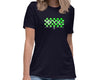 Women's Relaxed Fit MIRYKLE Green Checkered Logo T-Shirt