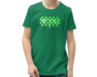 Youth Green Short Sleeve MIRYKLE Green Checkered Logo T-Shirt